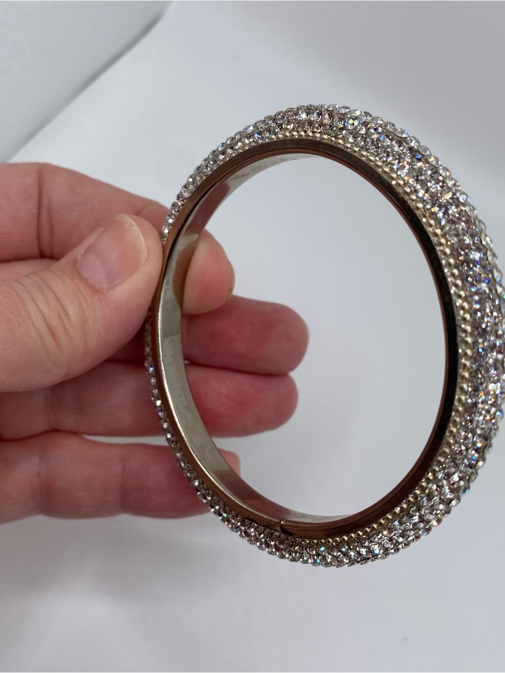 Rhinestone encrusted Vintage Bangle Bracelet - Clear Sparkle